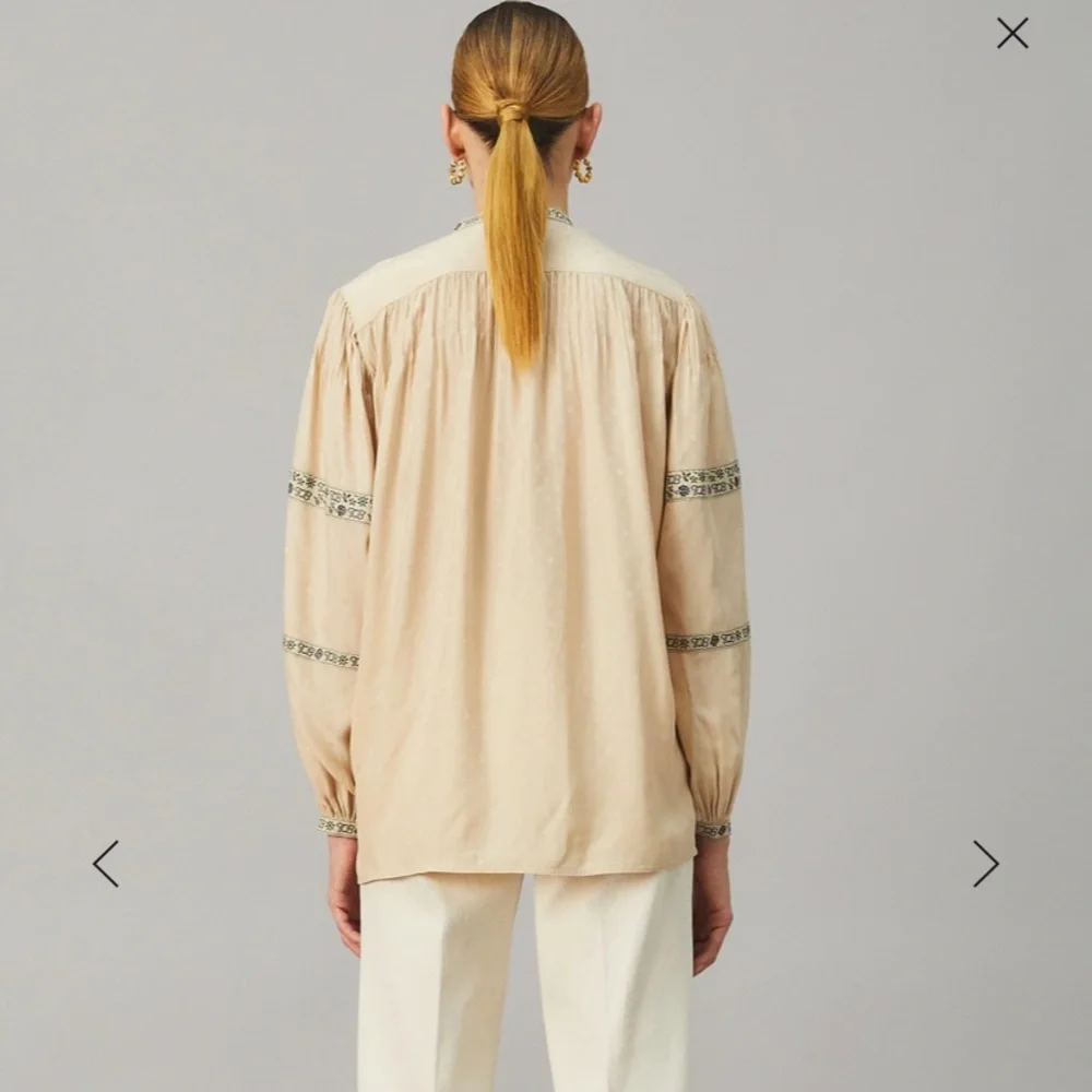 $222 Sale - NWT Tory Burch Silk Jacquard Ribbon Blouse size 4 $498 - Picture 5 of 6